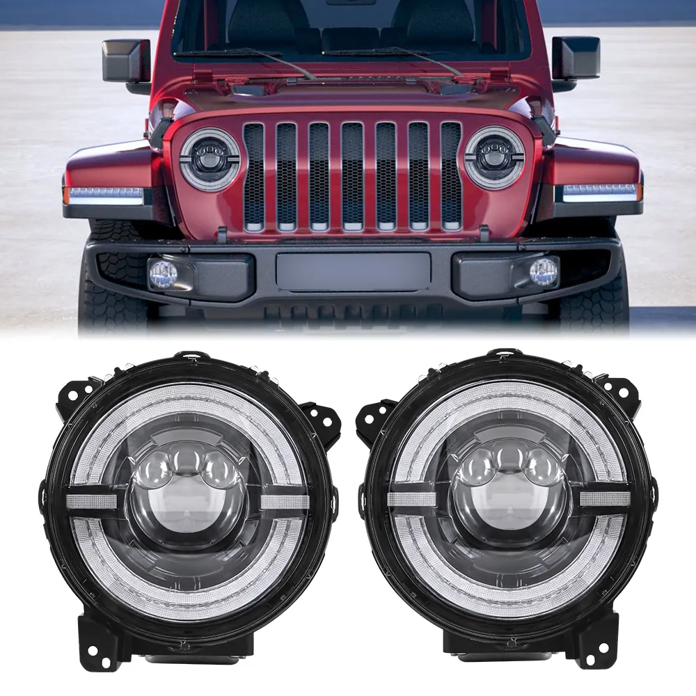 Auto Car Light Accessories Faros 9 "Led Farol 60W 9 Polegadas Rodada Led Sealed Beam Farol Drl Para Jeep Wrangler Jl Faróis