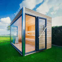 Kaca Sauna panorama mewah Modern 4 orang desain ramping Cedar & Audio Bluetooth harga murah