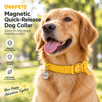 Collier pour chien OKKPETS avec logo personnalisé, collier pour animal de compagnie en nylon réglable avec anneau en D, collier pour chien avec boucle à dégagement rapide magnétique
