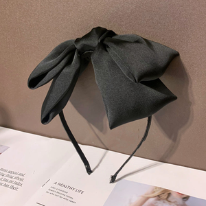 Serre-têtes coréens pour femmes, doux, double couche, en tissu de mode, avec nœud supérieur en satin de soie et grand nœud papillon - Product Image 2