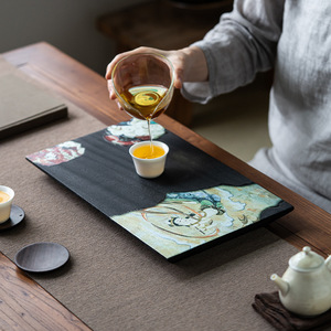 Dreaming Of Dunhuang Rectangular Dry Brewing <b>Tray</b> Flat <b>Tea</b> <b>Tray</b> For Kung Fu <b>Tea</b> Ceremony Accessories - Product Image 2