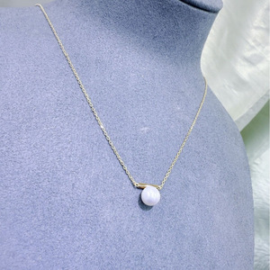 Collier de perles d'eau douce naturelles Wenchi Zhuji 6-7mm, pendentif en bois parallèle Aurora pur argenté, design simple et polyvalent - Product Image 3