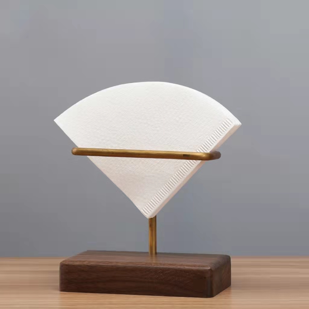 Держатель для фильтров для кофе V60, многоразовая полка для дозатора фильтров с V-образной основой из орехового дерева