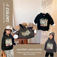Sweat à capuche vintage pour enfants, style streetwear, 100% coton, doublure en polaire épaisse, imprimé graphique, pull rétro unisexe pour enfants