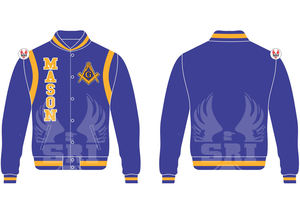 Chaqueta Masónica de Maestro Masón, Chaqueta Universitaria Personalizada |   Chaqueta Universitaria Masónica de Lana con Mangas de Cuero - Product Image 6