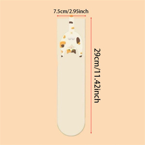 Chaussettes mi-mollet mignonnes pour femmes, chaussettes amples, motif chat de dessin animé, respirantes, absorbant la sueur, 7.5cm x 29cm, vêtements de printemps et d'été - Product Image 1