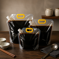 Pochettes souples transparentes avec bec verseur pour emballage de liquides en vrac, qualité alimentaire, taille personnalisée, pour l'emballage de la sauce soja