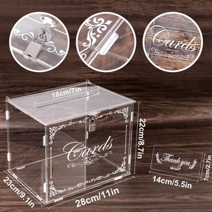 Scatola per biglietti di nozze in acrilico, porta soldi e regali, scatola trasparente per biglietti, scatole grandi per buste e lettere per ricevimenti e anniversari - Product Image 2