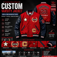 Blouson universitaire streetwear personnalisé en gros, mélange de laine, manches en similicuir, patchs tissés, logo brodé, coupe-vent