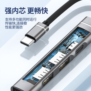 Ttl Type C Hub 4 puertos Usb 2.0 de aleación de aluminio para carga de portátiles y teléfonos - Product Image 3