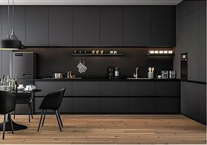 Diseño de Cocina Modular Moderna en Forma de L con Gabinetes Verde Claro, Acabado de Madera y Estilo Interior Contemporáneo Minimalista - Product Image 6