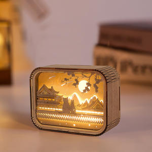 Lámpara de tallado en madera con sombra de luz estéreo 3D batería creativa táctil FIESTA DE Halloween favores regalo niñas evento perfecto - Product Image 5