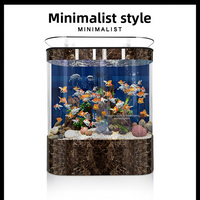 Nouvel aquarium mural autoportant en verre sans eau, motif Dragon Doré et Poisson Rouge, pour salon, taille moyenne à grande, modèle 2024
