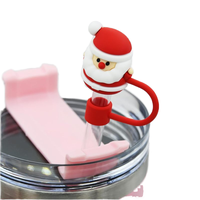 Couvercle de paille réutilisable en silicone pour gobelet de 30 à 40 oz Accessoires de Noël avec couvercle et couvercle de breloque en paille