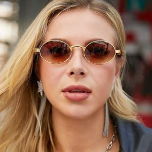 <span class=keywords><strong>BOOM</strong></span> BM7536 2021 Nuevas Gafas de Sol Modernas para Hombre con Montura Ovalada Pequeña sin Aro, Lentes de PC+Metal con Protección UV400 y Montura Dorada - Product Image 3