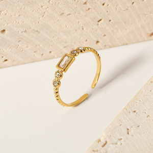 Cubo pequeño de acero inoxidable chapado en oro, diseño ajustable de apertura de diamante blanco y azúcar, estilo NS 18K - Product Image 3