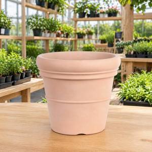 Grands pots <span class=keywords><strong>de</strong></span> <span class=keywords><strong>jardin</strong></span> en plastique ronds en PP anti-UV, finition <span class=keywords><strong>terre</strong></span> <span class=keywords><strong>cuite</strong></span>, robustes, empilables, 4 tailles, pour extérieur, avec drainage - Product Image 6
