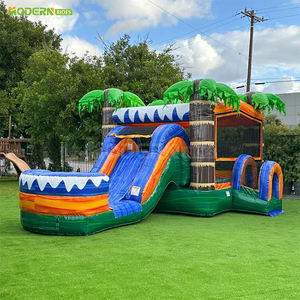 Brincolín Inflable Comercial con Tobogán <span class=keywords><strong>de</strong></span> Agua Tropical y Palmeras para Patio Trasero - Product Image 3