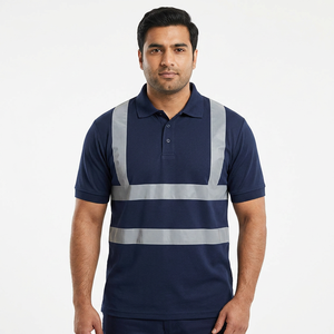 Chemises de travail de sécurité réfléchissantes unisexes, haute visibilité, polyester, manches courtes, logo personnalisé - Product Image 1