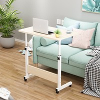 Bureau mobile pour ordinateur portable à hauteur réglable avec roulettes, table d'appoint portable pour lit, chariot roulant gain de place pour la maison
