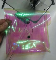Plastique transparent cosmétiques messager fichier enveloppe pochette sac fermeture éclair à la mode diamant coloré paillettes confettis Laser PVC élégant
