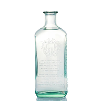Bouteille de vin en verre vert transparent personnalisée, 700 ml 750 ml Bouteille en verre carrée avec logo en relief pour gin sec et vodka