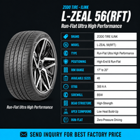 Pneu Run Flat ILINK L ZEAL 56 RFT à Pression Zéro, Talon Haute Résistance, Composé Apex à Faible Émission de Chaleur, pour Jantes de 17 à 20 Pouces