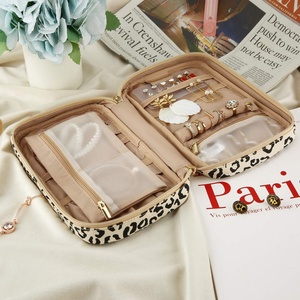Fashion <b>Travel</b> Jewelry Organizer Medium Storage Bag Zipper Closure Dustproof Leather Rectangle Necklaces Earrings Rings - Product Image 5