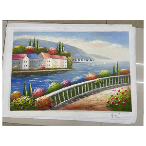 Pinturas al Óleo sobre Lienzo 100% Pintadas a Mano con Vista al Mar Mediterráneo para Sala de Estar, Acuarela, Naturaleza Muerta - Product Image 3