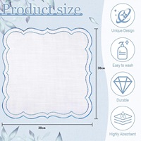 Serviettes en tissu brodé - Printemps Pâques Été - Décoration de table 50% coton + 50% lin