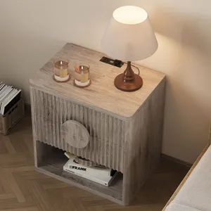 Smart Wooden NightStand With Charging Station Adjustable Side <b>Table</b> <b>End</b> Drawers <b>Storage</b> for Bedroom Living Room HFE250130 Nights - Product Image 4