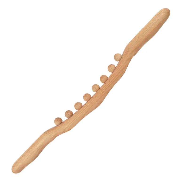 8 beads beech massage stick back scraping stick massage tool Rolling bar back wood massage tool