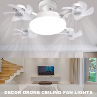 Lampu LED E27 21W dengan Kipas Drone Remote Control, Ukuran Kecil, 24W, AC95-265V, Baling-Baling Lipat, 3CCT, Dapat Diredupkan, untuk Studio Yoga