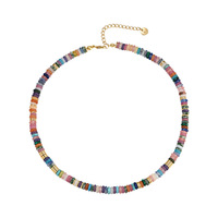 Collier Ras-du-Cou Y2K Bohème Perlé en Pierres Fines et Perles Plaqué Or Véritable, Idéal Bijou de Plage et Surfeur