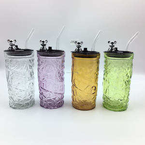 Nueva Taza de Agua de Vidrio KZR con Diseño de Oso Adorable de 350 ml, Tazas Modernas de Alta Calidad para Beber Café con Tapas Bonitas y Pajita - Product Image 3