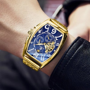ORKINA MG093-BL Blue Dial New Fashion Mens Watches Golden Stainless Steel Waterproof <b>Automatic</b> Moon Phase Luminous Clock Reloj - Product Image 4