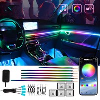 Luz Ambiental para Auto, 18 en 1, Tira de Luz Decorativa LED Acrílica Oculta, 256 Colores, 12V 5W
