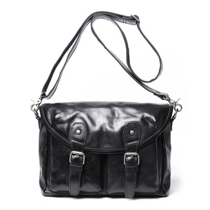 Sac messager en cuir véritable fait main pour homme, noir, fermeture magnétique |   Mode estivale antivol |   Fabrication sur mesure OEM/ODM pour - Product Image 1