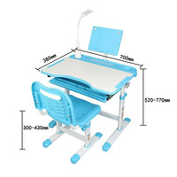 Bureau d'écriture en plastique réglable avec chaise pour étudiant, mobilier scolaire de haute qualité, ensemble bureau et chaise réglables pour étudiant