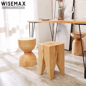 WISEMAX家具北欧现代家居家具实木凳子木制圆形茶几床客厅沙发边桌 - Product Image 5