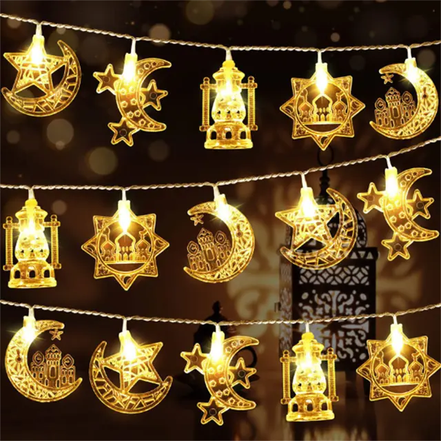 LED Moon Star Ramadan String Light Funciona con pilas Eid Mubarak Fairy String Lights para la decoración de Ramadan