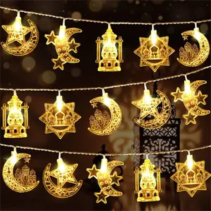 Guirlande lumineuse LED Moon Star Ramadan à piles Eid Mubarak Guirlande lumineuse féerique pour la décoration du Ramadan