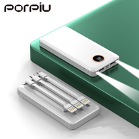 PORPIU prix d'usine Portable Power Bank 10000Mah double entrée USB type-c charge rapide pour iPhone personnalisé OEM
