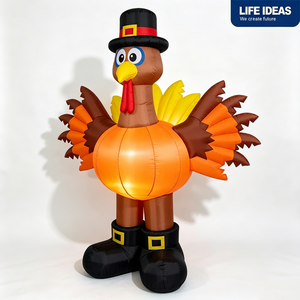 Pvc Advertising Inflatables 6 FT Thanksgiving Inflatable Turkey LED Lighted with Pilgrim Hat for Indoor Garden Lawn Party Decor - Product Image 3