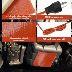 Bantalan pemanas mesin mobil, 120v 300w 6x8 inci bantalan pemanas silikon fleksibel panci minyak untuk permukaan logam - Product Image 2