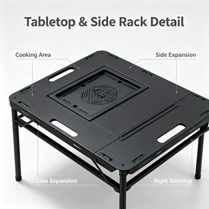 Multi Functional Rectangular Hydraulic Folding Table-Modern Metal Outdoor Furniture Portable for <b>Camping</b> & Picnic - Product Image 1