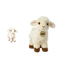 Peluche d'agneau douce en gros avec étiquette personnalisée, mouton en peluche blanc pour décoration de chambre d'enfant, production en masse