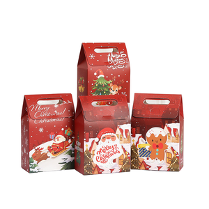 Caja de Papel Reciclado Resistente, Bolsa de Regalo de Papel Navideña, Impresión Personalizada, Embalaje de Regalo de Dulces de Navidad con Asa - Product Image 1