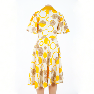 Robe d'été 2026 à col halter, style bohème, pour la plage, à manches fluides, pour soirée, motif floral jaune, décontractée, vêtements d'été haut de gamme personnalisés, OEM - Product Image 3