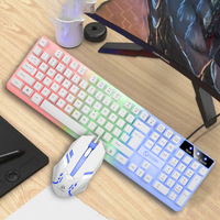 Combo de Teclado y Ratón para Juegos RGB, Económico, con Retroiluminación, Resistente al Agua, con Teclas Flotantes, Tamaño Completo, con Cable